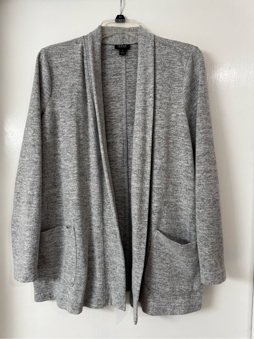 Ava & Viv Knit Cardigan Light Gray Open-Front - Medium